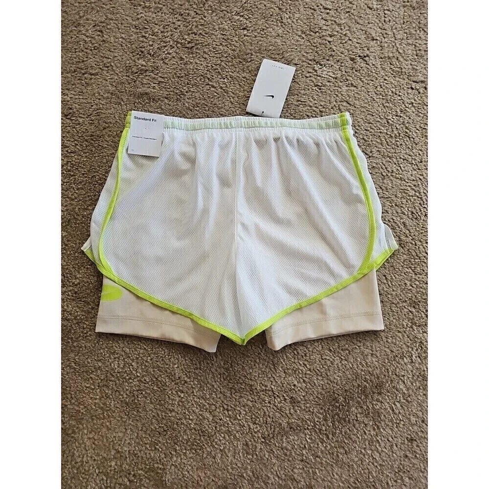 Nike White DRI-FIT Tempo 2-IN-1 Training/Running Shorts GIRLS Size XL NEW $32